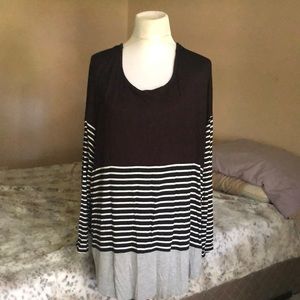 Womens plus Blouse Black Marshmallow by a.n.a